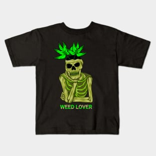 Skull and weed art Kids T-Shirt